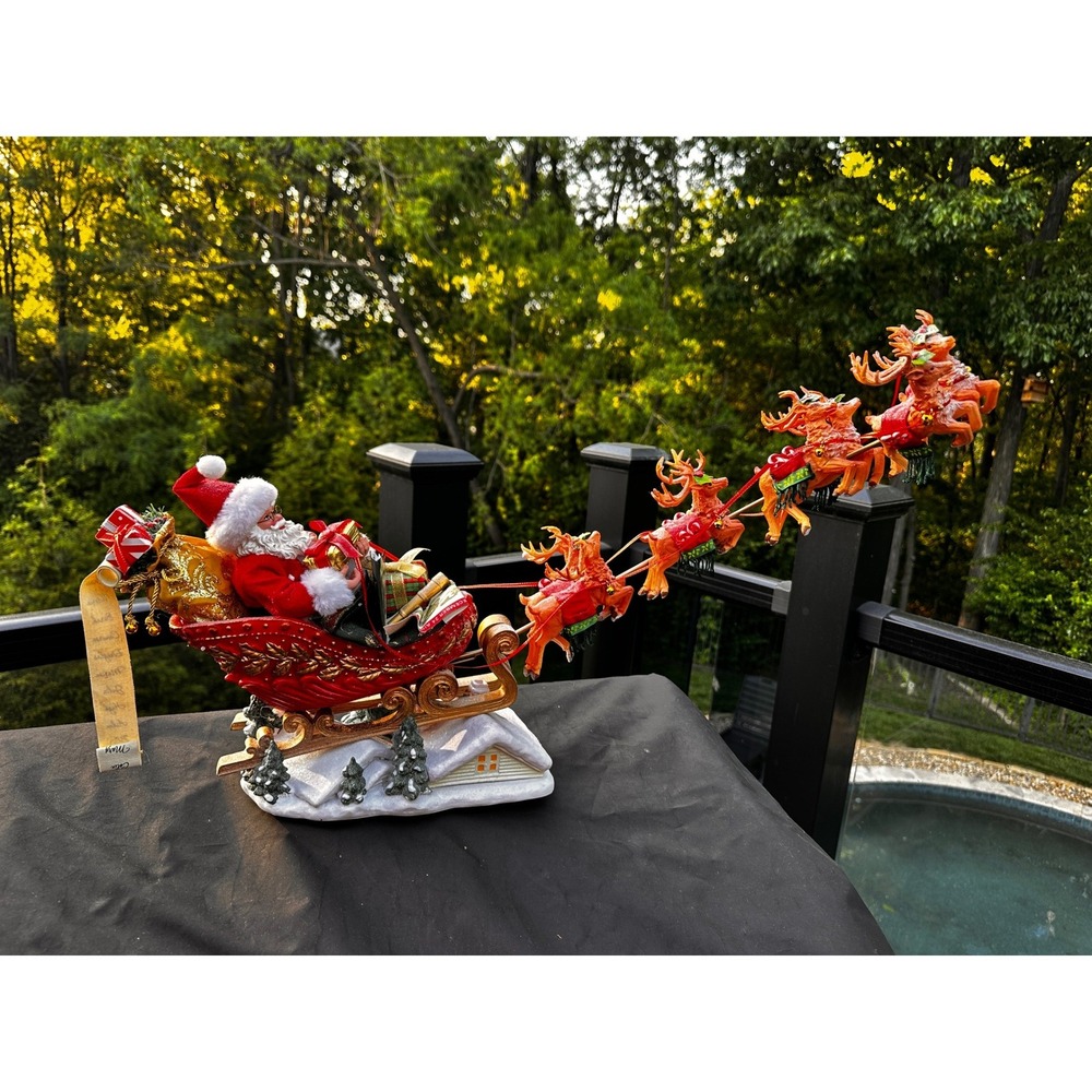 Possible Dreams Clothtique Santa Sleigh Reindeer Figurine Christmas Decor PDR